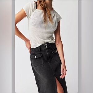 Free People Black Denim Long Length Skirt. We The Free. Size 26 . Madison Skirt